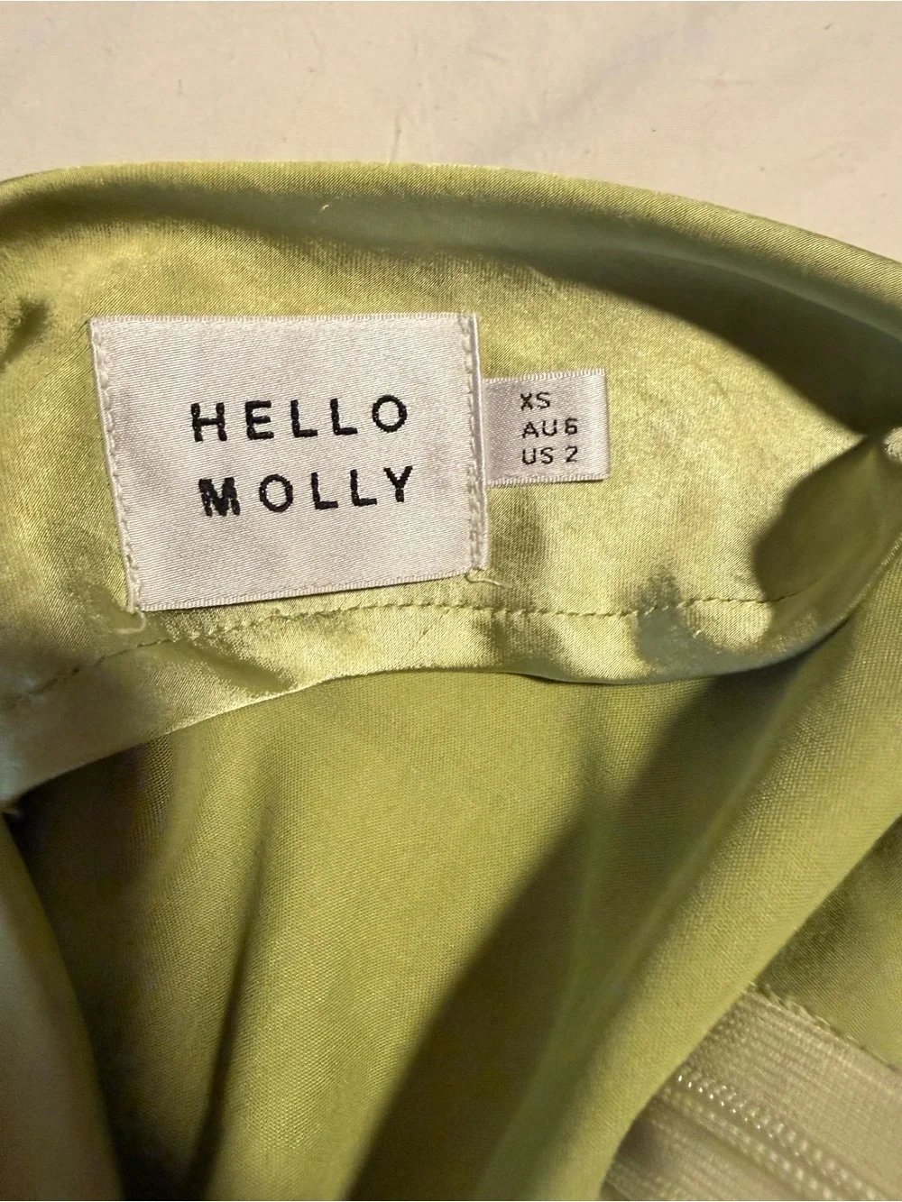 Hello Molly Olive Satin Tie-Back Mini Dress